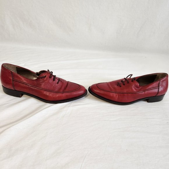 SANTONI Vintage Retro Oxfords Red Shoes Size U.K. 7.5 / U.S. 9.5 Made ITALY! - Picture 4 of 16